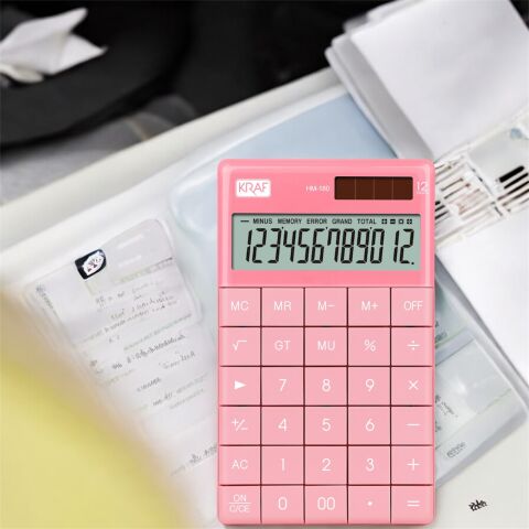 Kraf Hesap Makinesi Masaüstü 12 Hane HM-180 Pembe