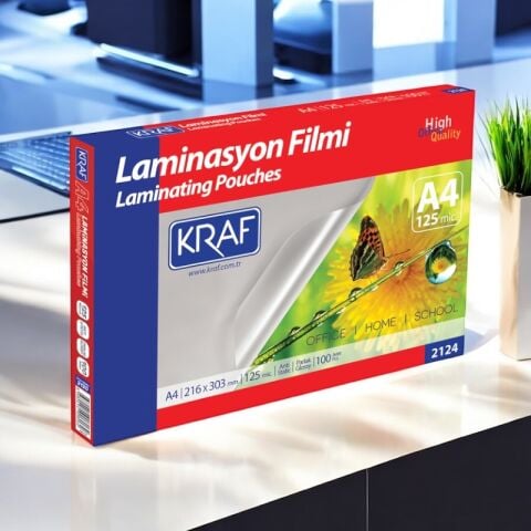 Kraf Laminasyon Filmi Parlak A4 125 Mic. 100'Lü